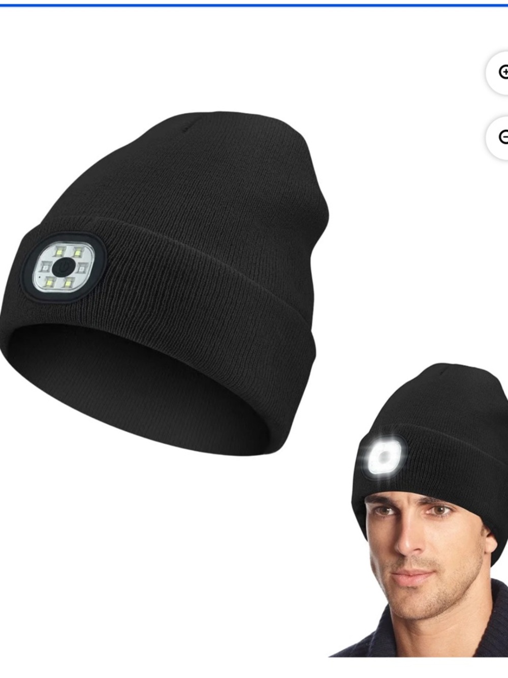 Black LED Beanie Hat with Built-In Headlight
